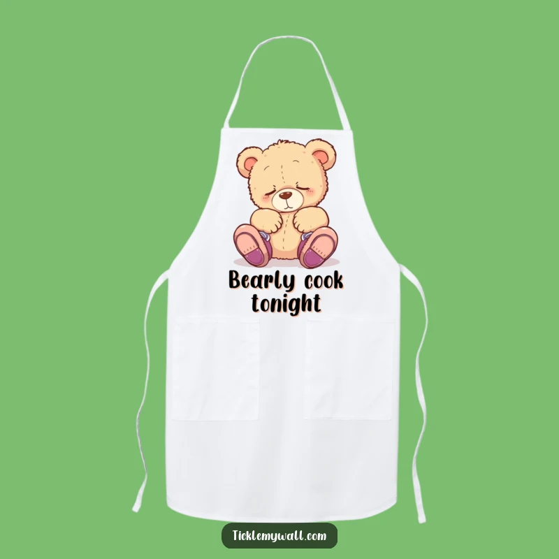 Funny Sleepy Teddy Bear Apron: Cook Up Smiles with Adorable Kitchen Humor