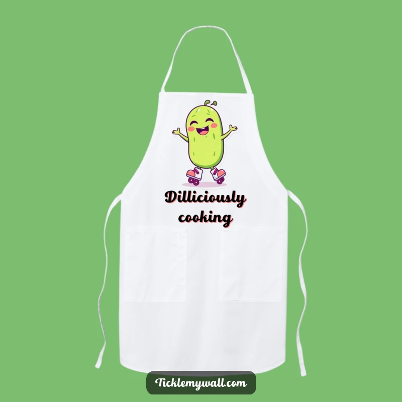 Funny Laughing Pickle Roller Skate Apron: Cook with Zest!