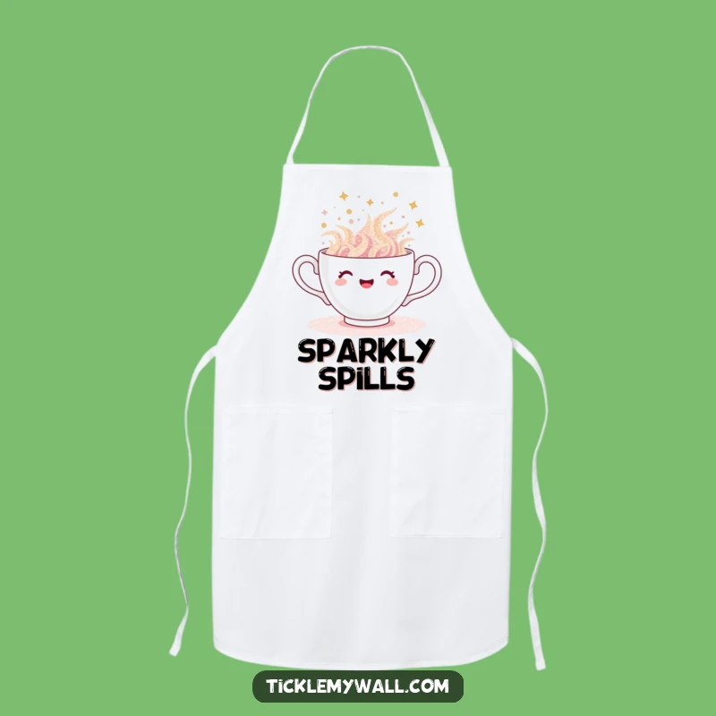 Funny Glitter Teacup Apron: Kitchen Sparkle, Joyful Cook Gift