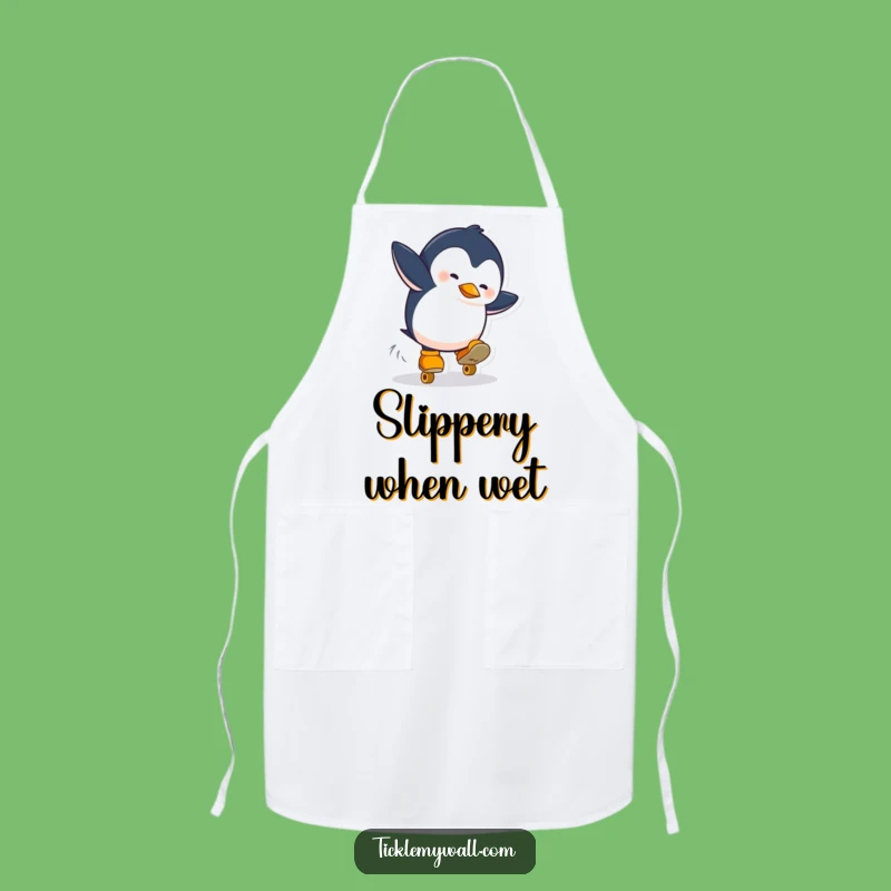 Funny Penguin Skate Apron: Kitchen Mishap, Chef Funny Gift!