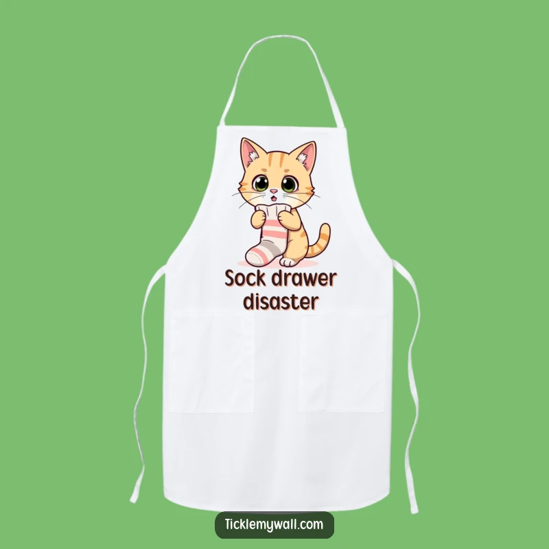 Funny Surprised Cat Sock Apron: Cook Up Laughs in the Kitchen