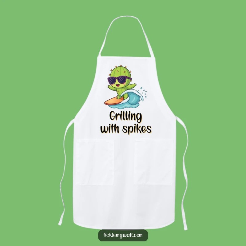 Funny Cactus Surfing Apron - Cook Up Some Prickly Fun!