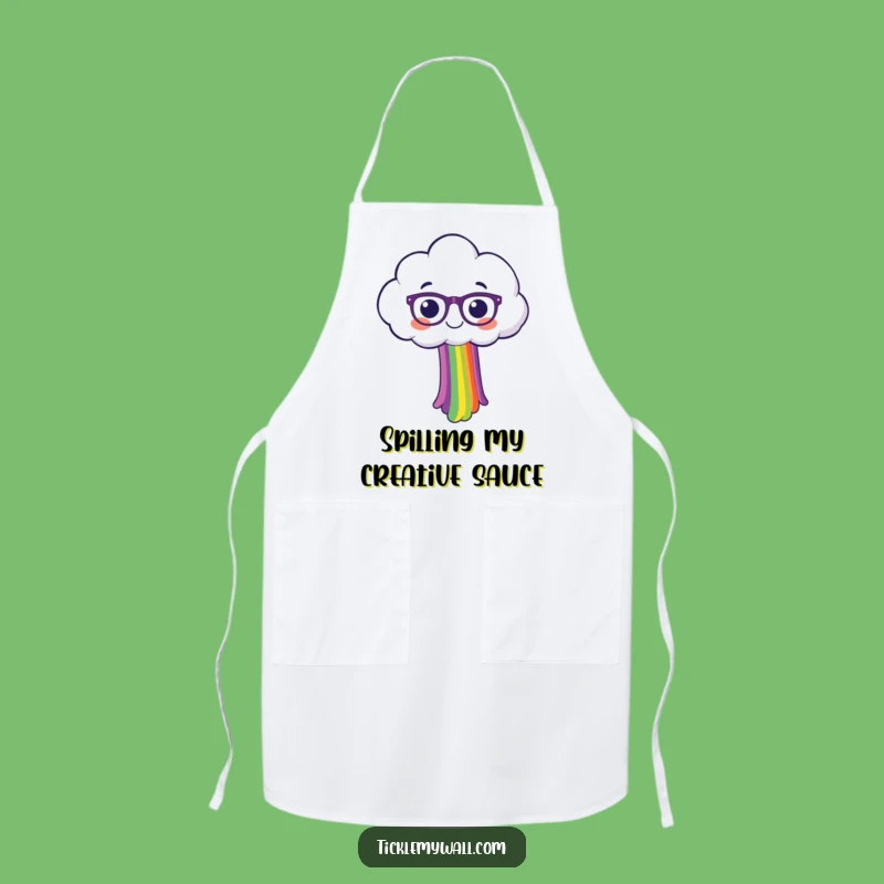 Funny Happy Cloud with Spectacles Spilling Rainbow Apron - Cook with Cheer!