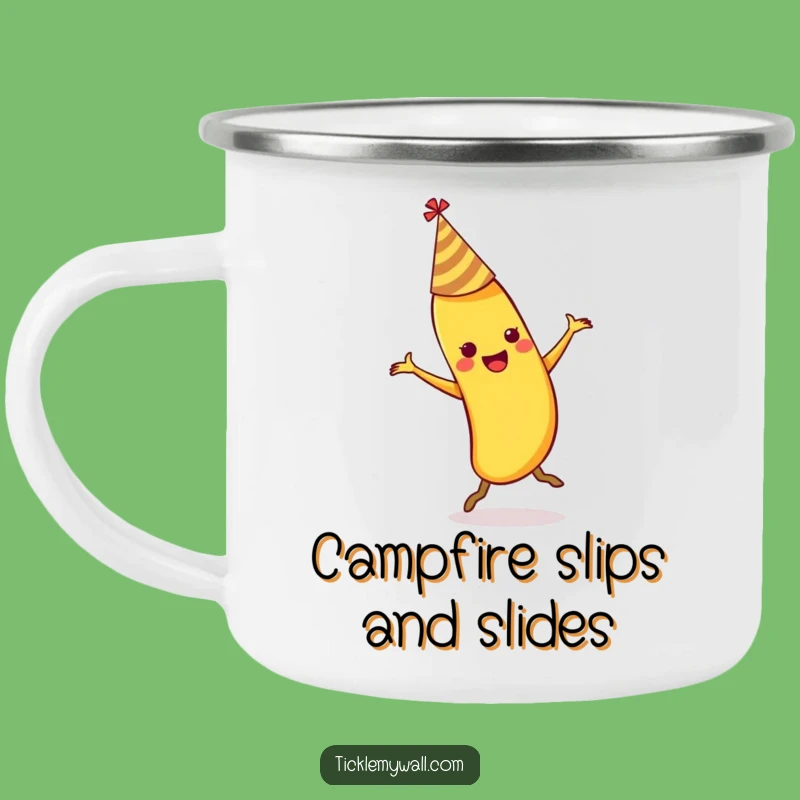 Funny Dancing Banana Slips Camping Mug: Outdoor Comedy Companion