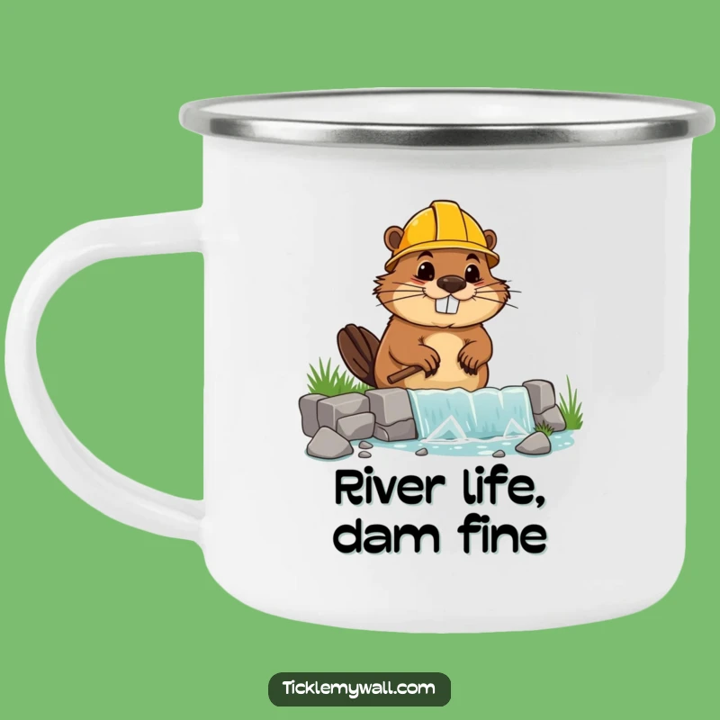 Funny Beaver Builder Enamel Camping Mug - Adventure with a Dam Laugh!