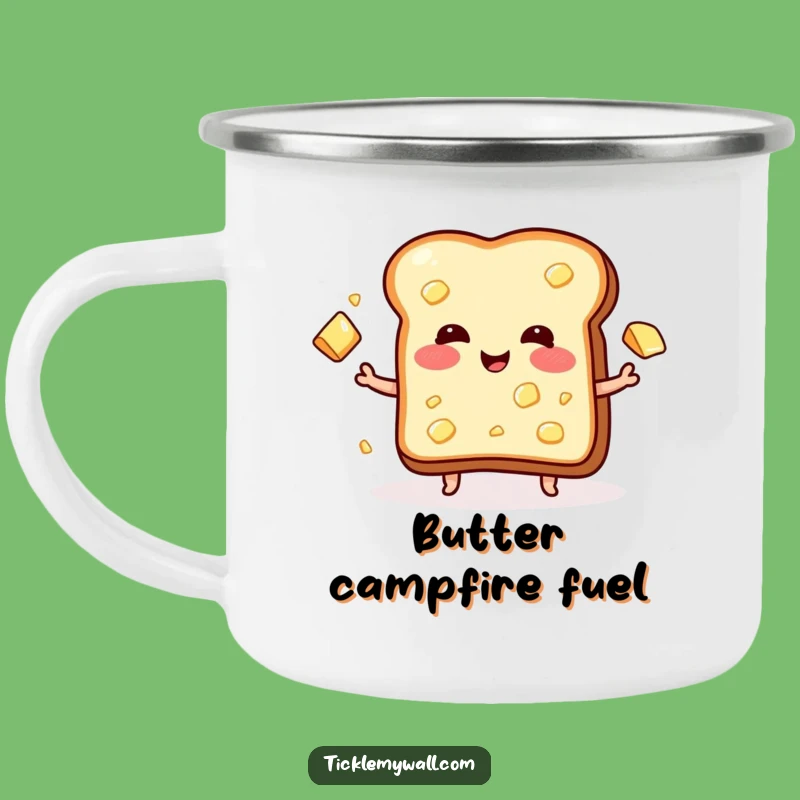 Funny Blushing Toast Butter Juggling Camping Mug - Outdoor Adventures with Humor