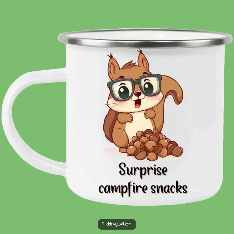 Funny Campfire Mug: Surprised Squirrel's Acorn Drop Outdoor Gift