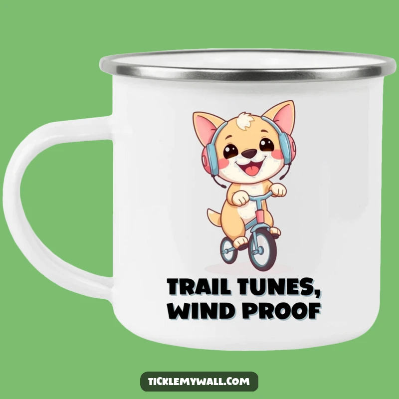Funny Dog Unicycle Earmuffs Camping Mug: Adventure with Humor Gift