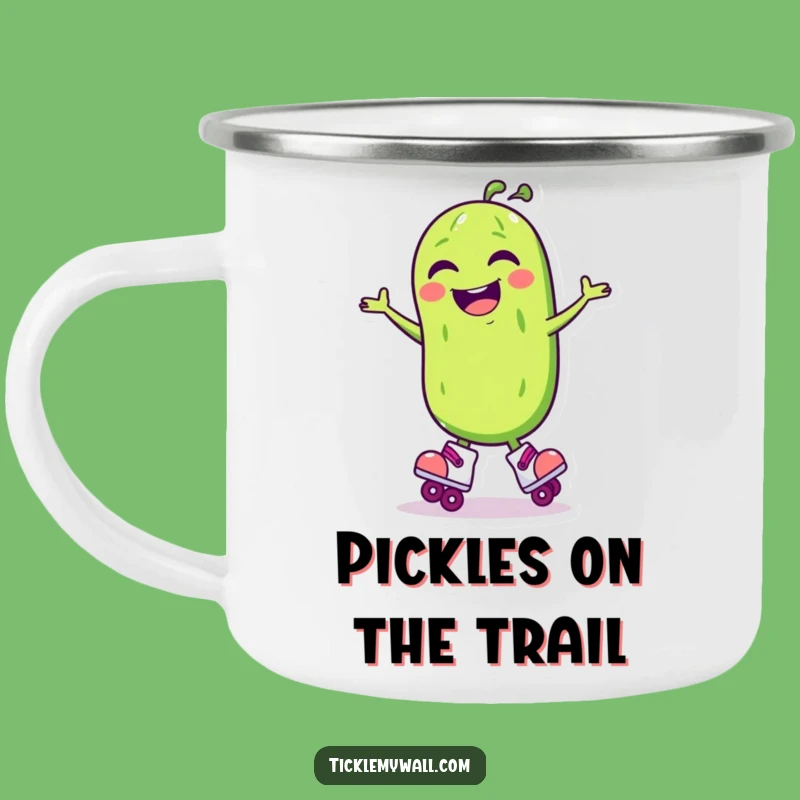 Funny Laughing Pickle Roller Skate Camping Mug: Adventure and Giggles!