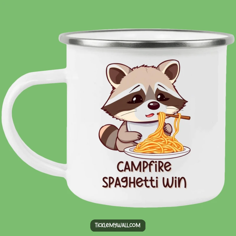Funny Raccoon Spaghetti Camping Mug: A Hilarious Mealtime Buddy