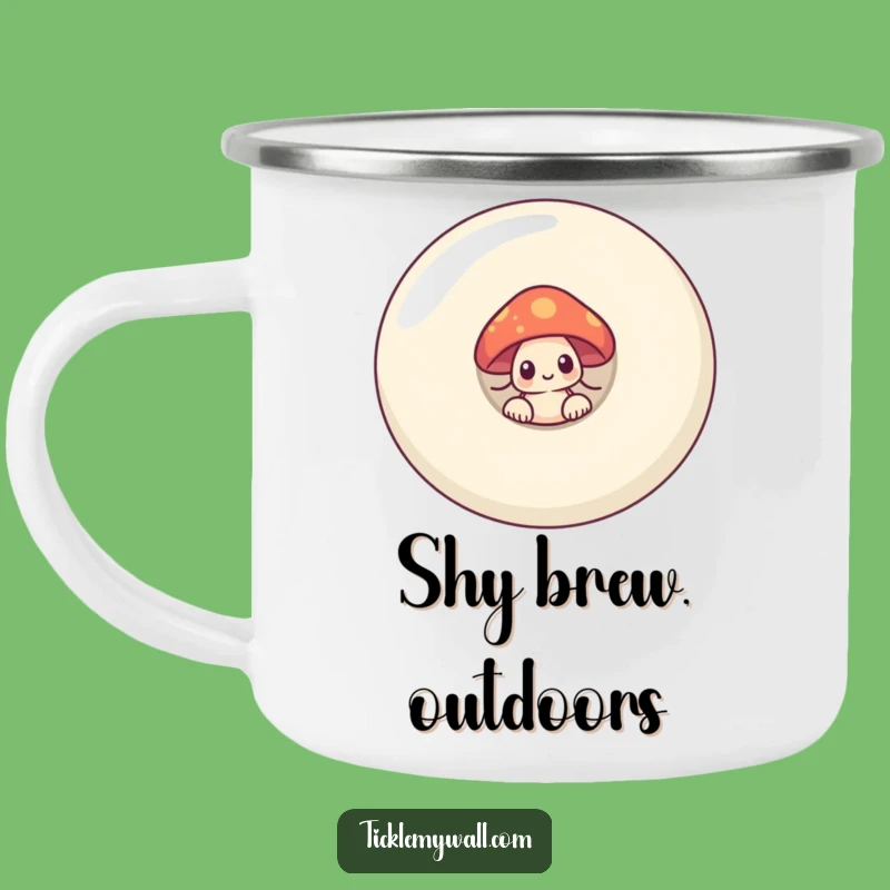 Funny Shy Mushroom Button Camping Mug - Durable & Humorous Outdoor Companion