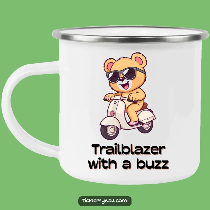 Funny Teddy Bear Scooter Camping Mug: Adventure Fuelled by Laughter with This Cool Bear