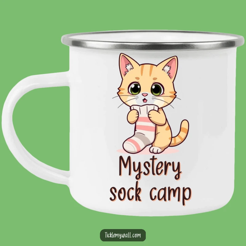 Funny Surprised Cat Sock Camping Mug: Hilarious Sips in the Great Outdoors