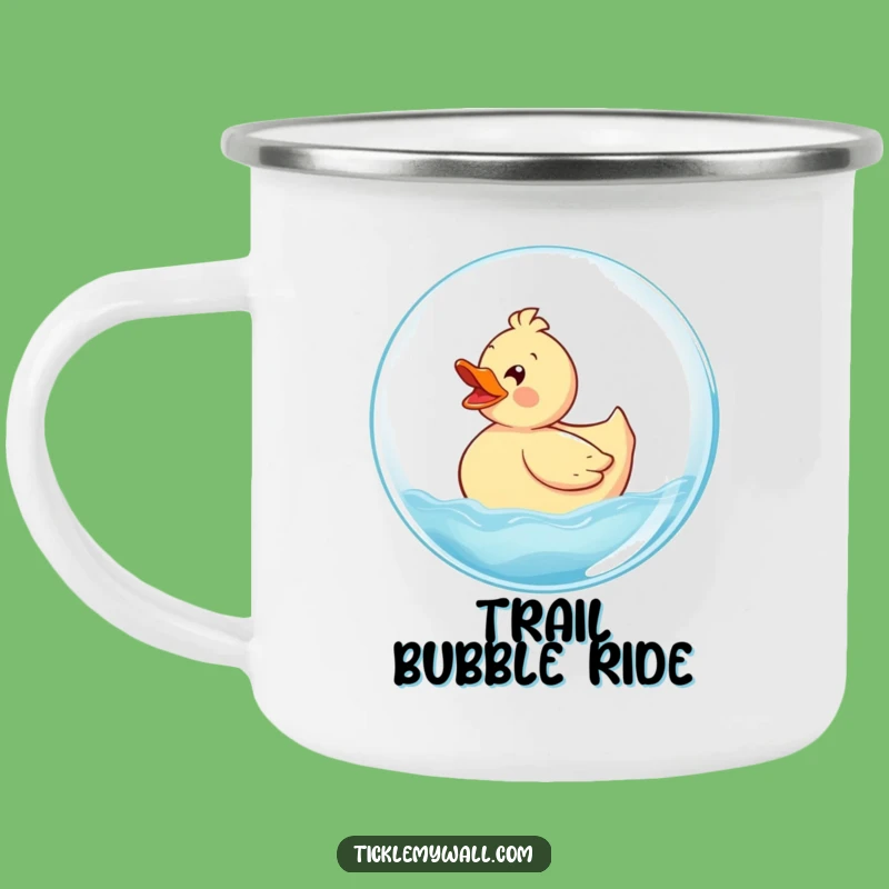 Adventure Funny Rubber Ducky Bubble Camping Mug: Delighted Ducky Rides Giant Bubble, Outdoor Funny Gift