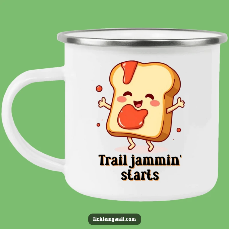 Funny Dancing Toast Camping Mug, Outdoor Breakfast Fun, Whimsical Travel Gift