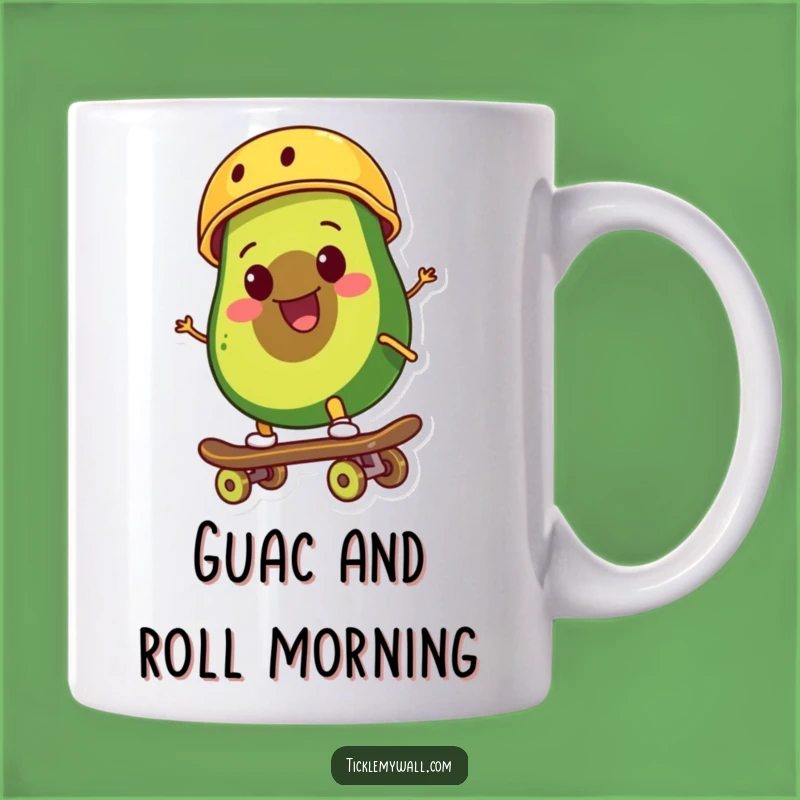 Funny Avocado Skateboarder Mug: Cool & Wholesome Gift