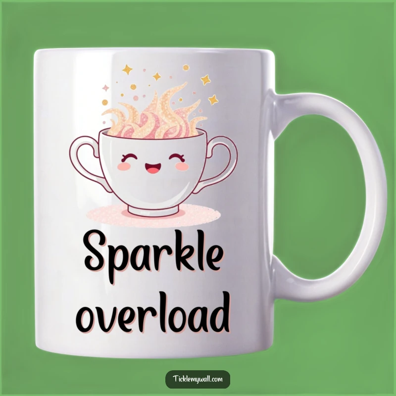 Funny Glitter Teacup Mug: Joyful Overflow, Sparkle Party Gift