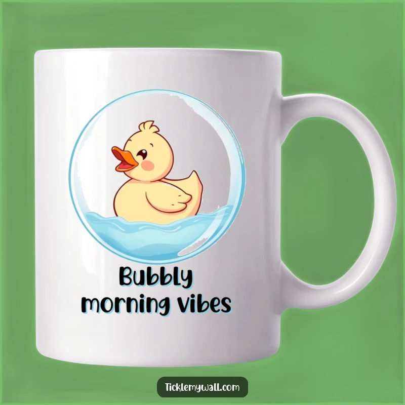 Funny Rubber Ducky Bubble Mug: Delighted Character Riding a Giant Bubble, Perfect Funny Gift