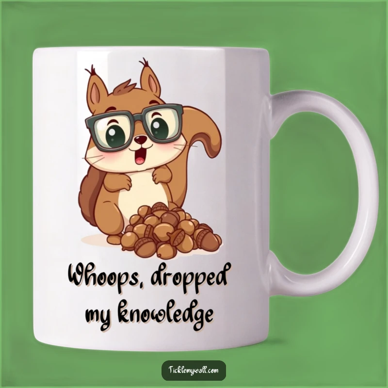 Funny Squirrel Mug: Surprised Glasses Guy's Acorn Drop Gift