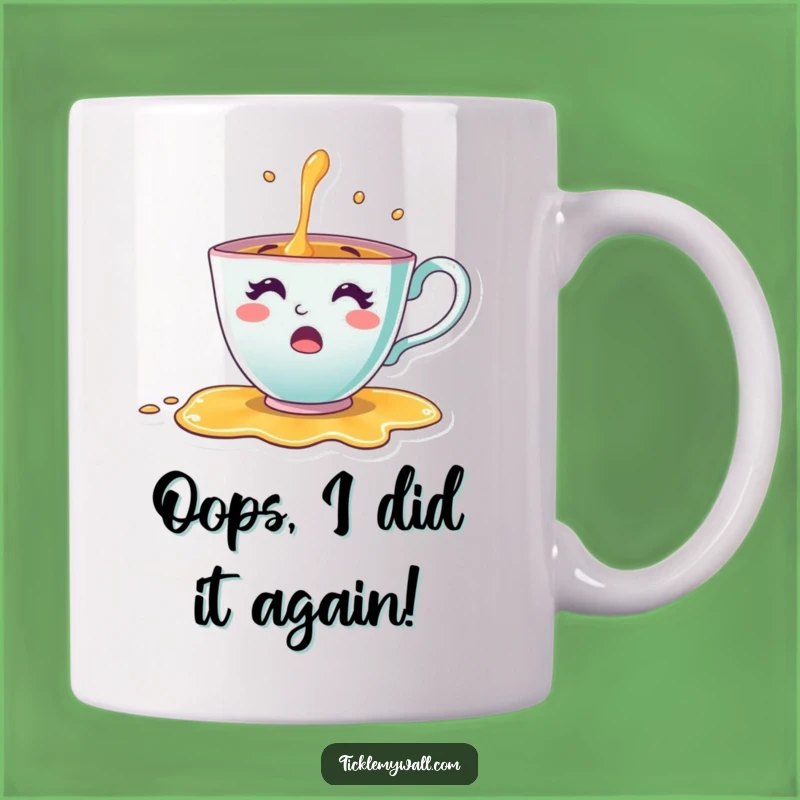 Funny Teacup Surprise Mug: A Cheerful Character Spilling Tea, Perfect Funny Gift