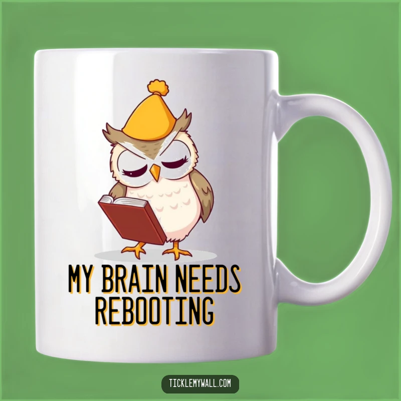 Funny Clumsy Owl Reading Gift Mug - A Hoot of a Mishap!