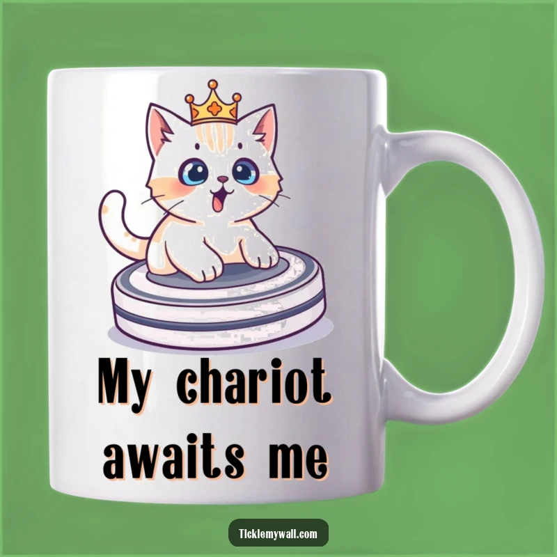 Funny Cat Riding Roomba Mug: A Hilarious Royal Pet Gift for Cat Lovers