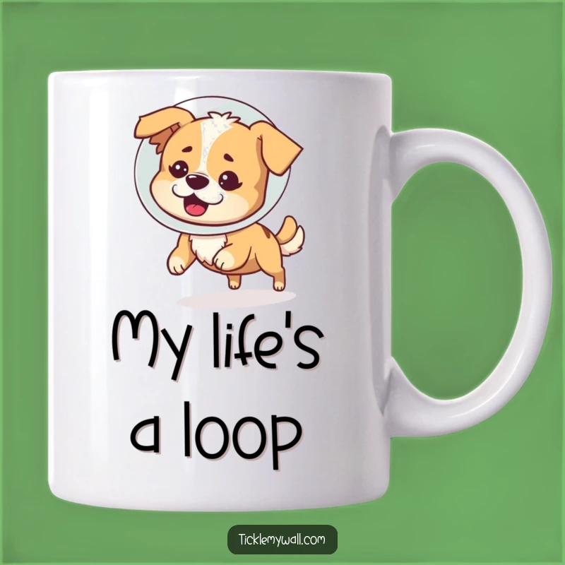 Funny Cone Dog Mug: Bewildered Pup Chasing Tail, Perfect Gag Gift for Dog Lovers