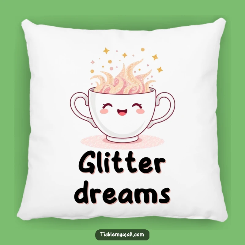 Funny Glitter Teacup Pillow: Joyful Sparkle, Cozy Comfort