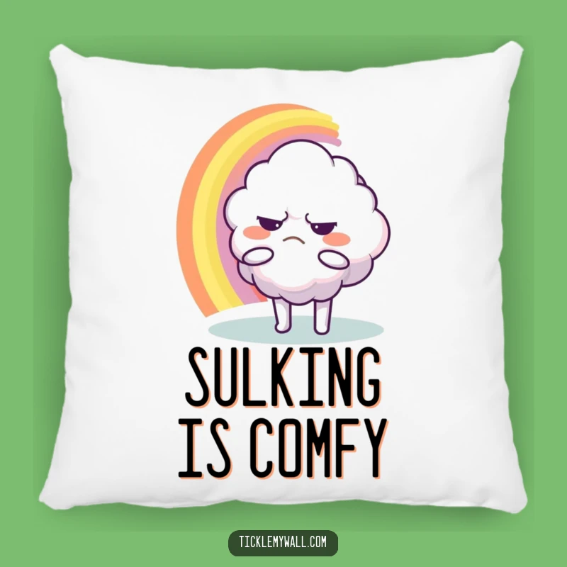 Funny Grumpy Cloud Pillow: Cozy Rainbow Hug Cushion, Comical Funny Gift