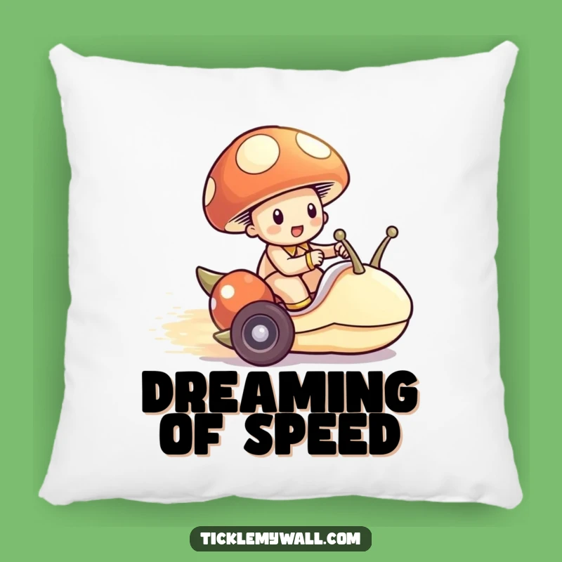 Funny Mushroom Snail Racer Pillow: Snuggle Up with Tiny Adventure & Humor