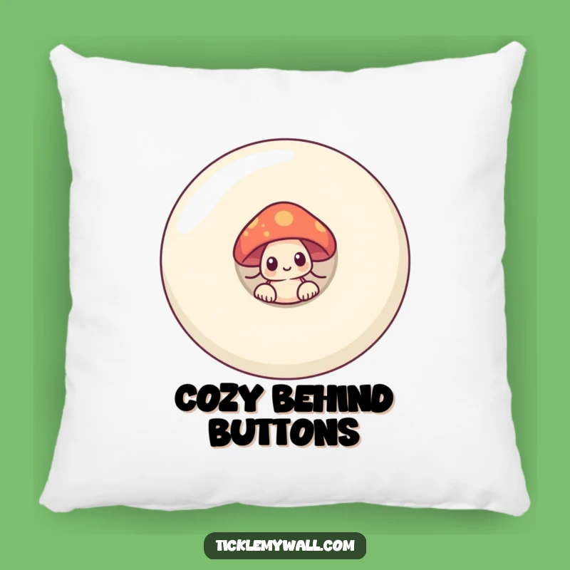 Funny Shy Mushroom Button Pillow - Cozy & Humorous Decorative Accent