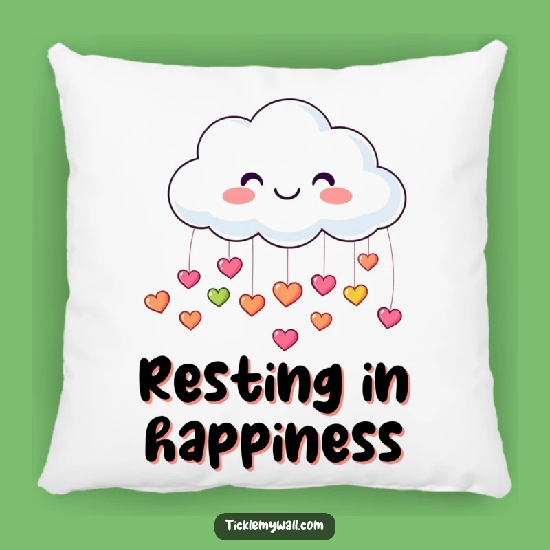 Funny Smiling Cloud Pillow: Raining Hearts, Cozy Happiness, Perfect Gift