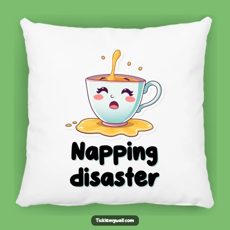 Cozy Funny Teacup Surprise Pillow: Cheerful Character Spills Tea, Soft Funny Gift