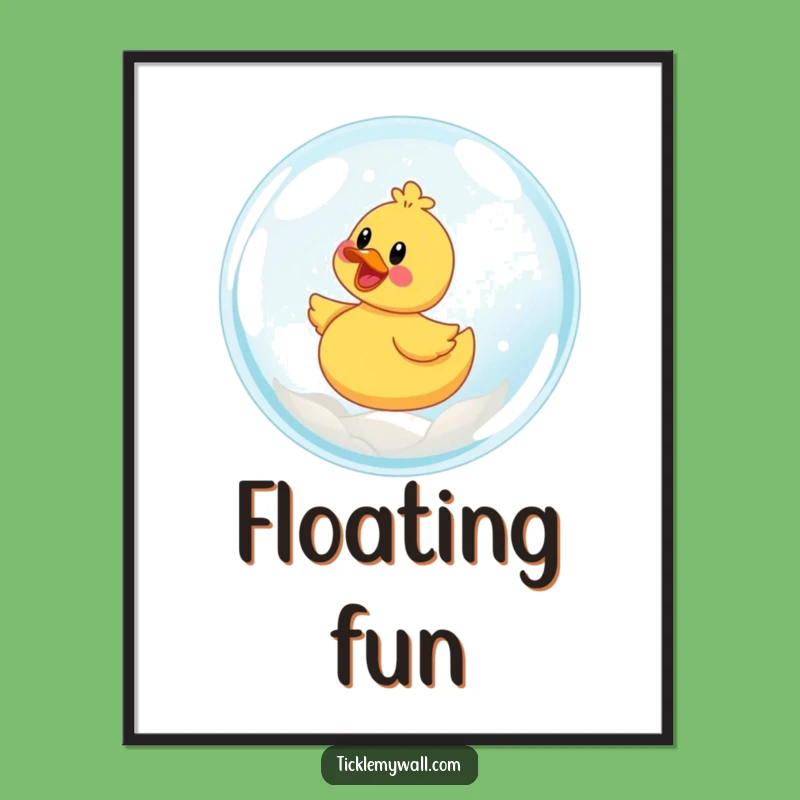 Funny Rubber Ducky Art Print: Joyful Bubble Ride, Instant Funny Gift Idea
