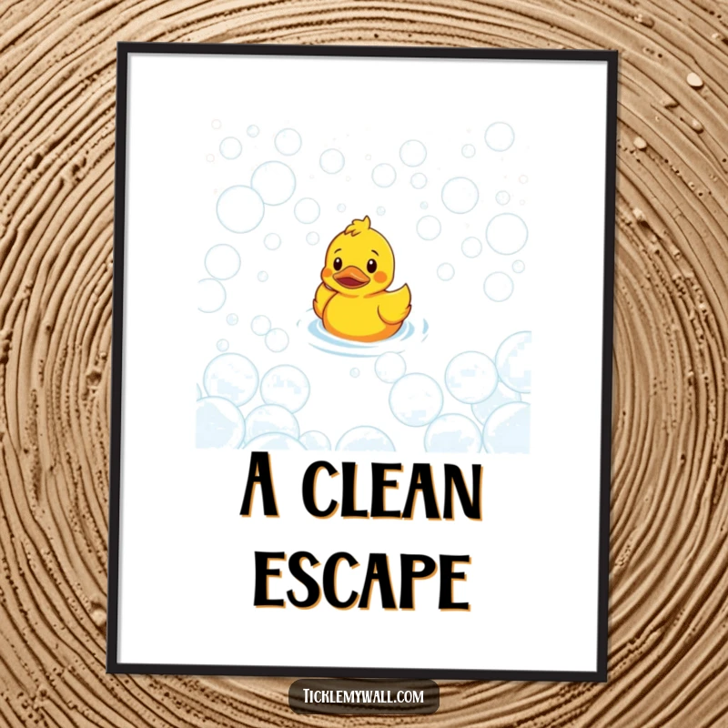 Funny Confused Duck Bubble Maze Digital Art Print: Confused duck lost in bubble maze, instant funny art.