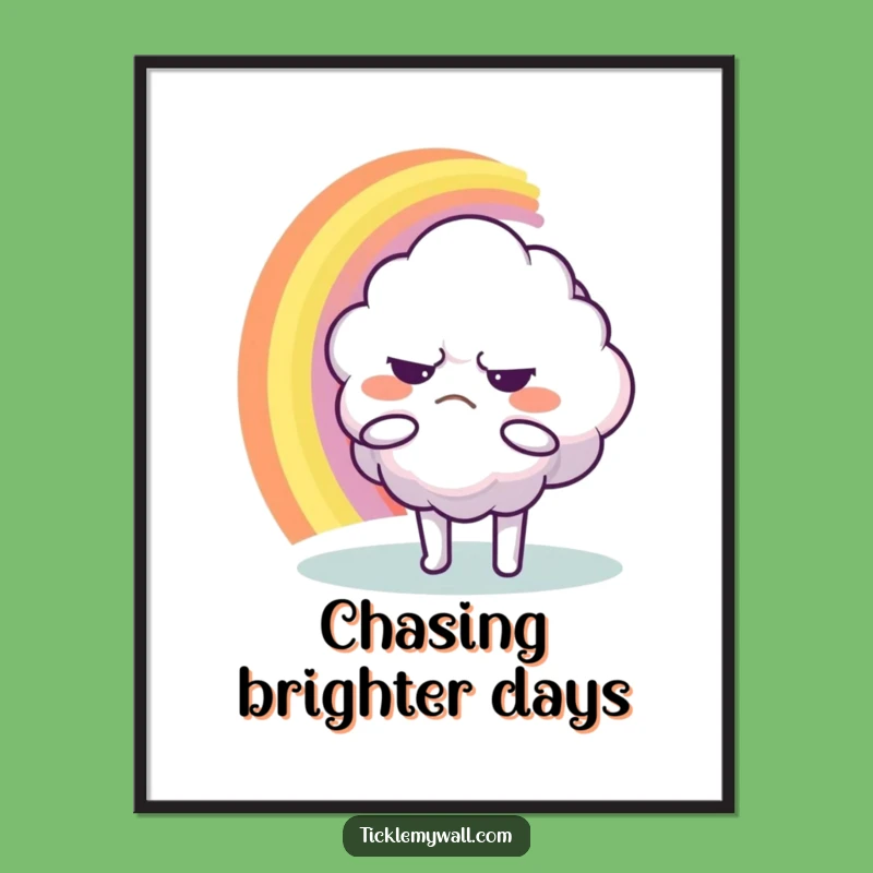 Funny Grumpy Cloud Digital Art: Rainbow Hug Printable, Hilarious Funny Gift