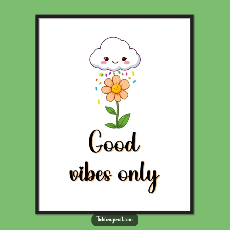 Funny Cloud Sprinkle Flower Digital Print: Instant Cheerful Decor Gift