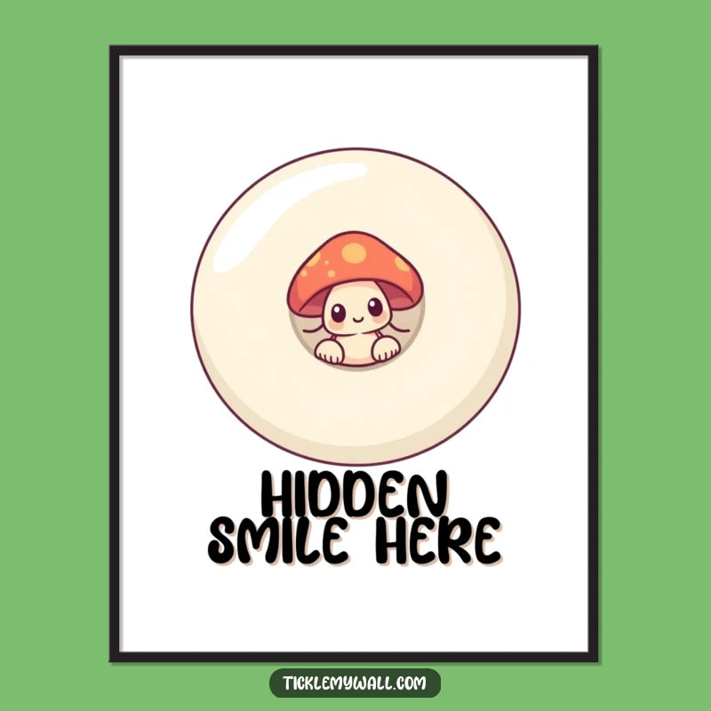 Funny Shy Mushroom Button Digital Art - Whimsical & Humorous Instant Download