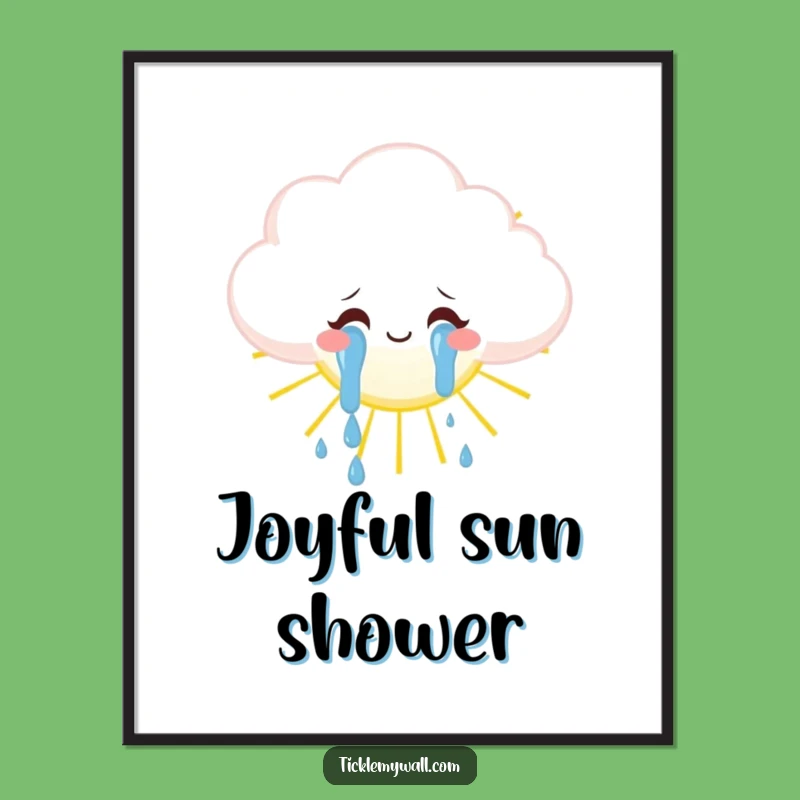 Funny Joyful Cloud Art Print: Tears of Happiness Decor, Whimsical Weather Download Gift