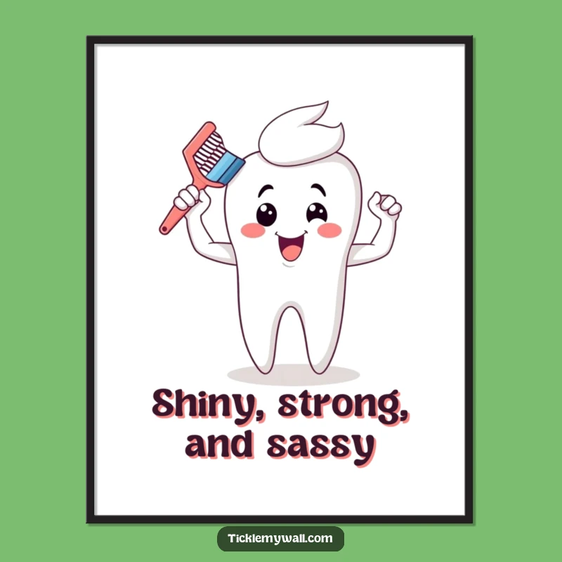 Funny Toothbrush Muscle Digital Art - Instant Humorous Decor Download