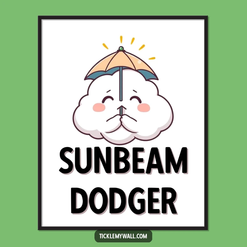 Funny Nervous Cloud Digital Print: Instant Whimsical Weather Art