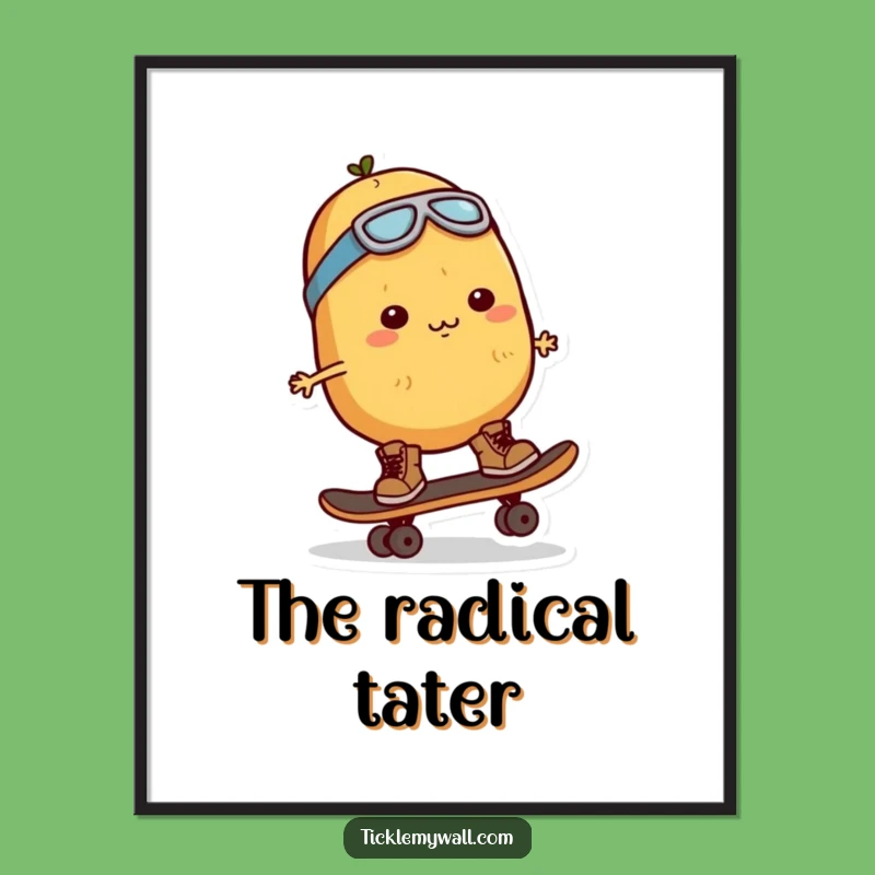 Funny Potato Skater Digital Art Print Instant Action Decor