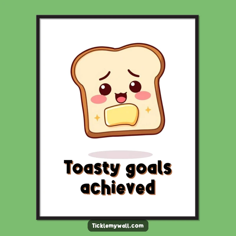 Funny Toast Butter Determination Digital Art: Instant Breakfast Motivation for Your Walls