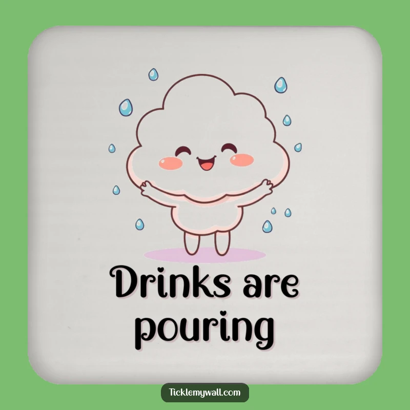 Funny Happy Cloud Coasters, Protect Surfaces Rain Fun, Set of Whimsical Gifts