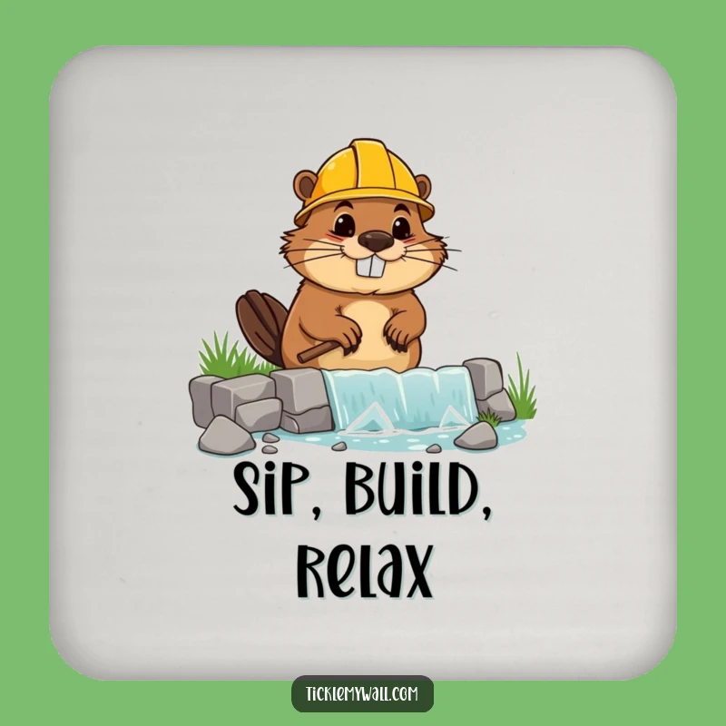 Funny Beaver Builder Coaster Set - Protect Surfaces with Dam Humor!