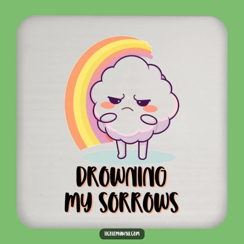 Funny Grumpy Cloud Coaster: Rainbow Hug Decor, Whimsical Funny Gift