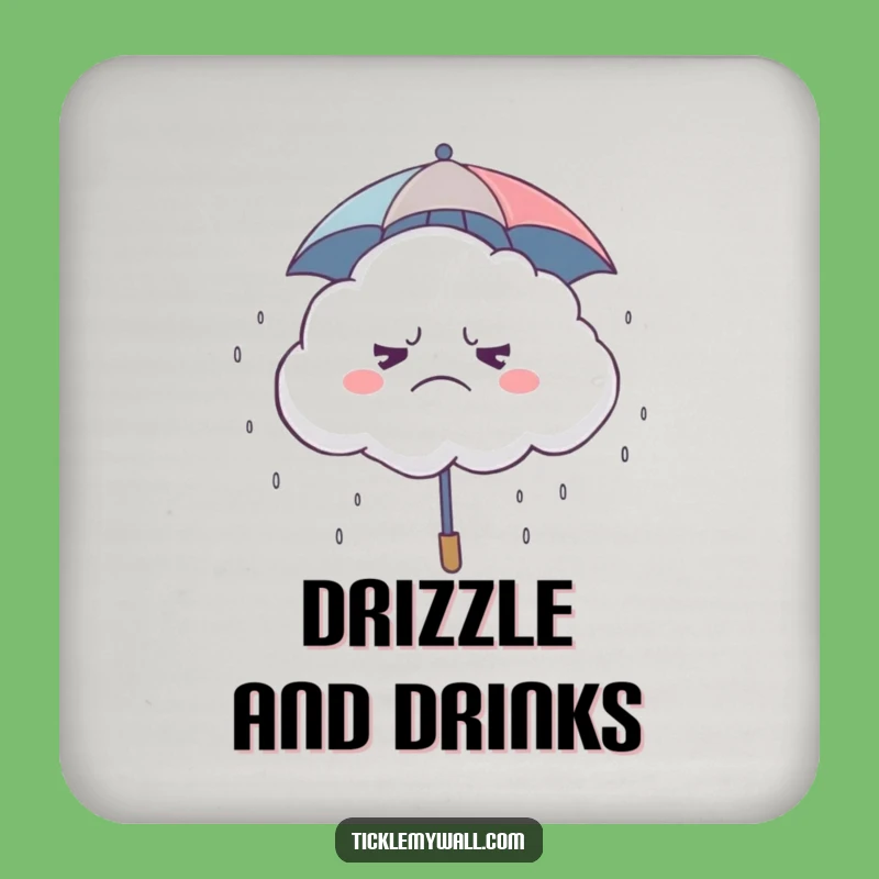 Funny Grumpy Cloud Giggle Coaster: Protect Surfaces with Rainy Charm
