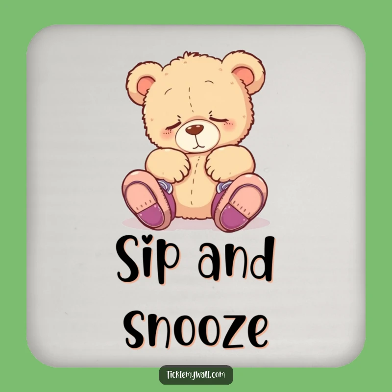 Funny Sleepy Teddy Bear Coaster: Protect Surfaces with Adorable, Sleepy Charm