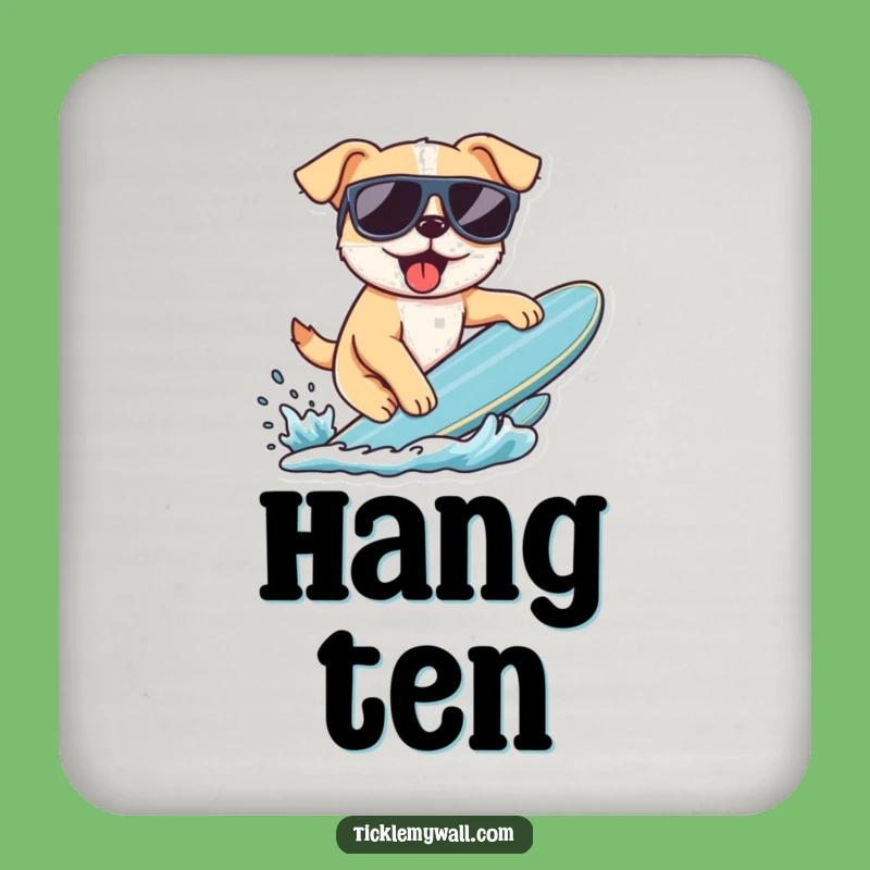 Funny Surfing Dog Coaster: Cool Canine Sip, Protects Table Funny Gift!
