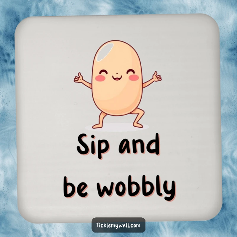Funny Yoga Jelly Bean Coaster: A wobbly jelly bean character in a yoga pose, adding a humorous touch to tabletops.